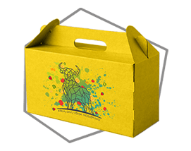 Dzeltena kaste ar vērša ilustrāciju